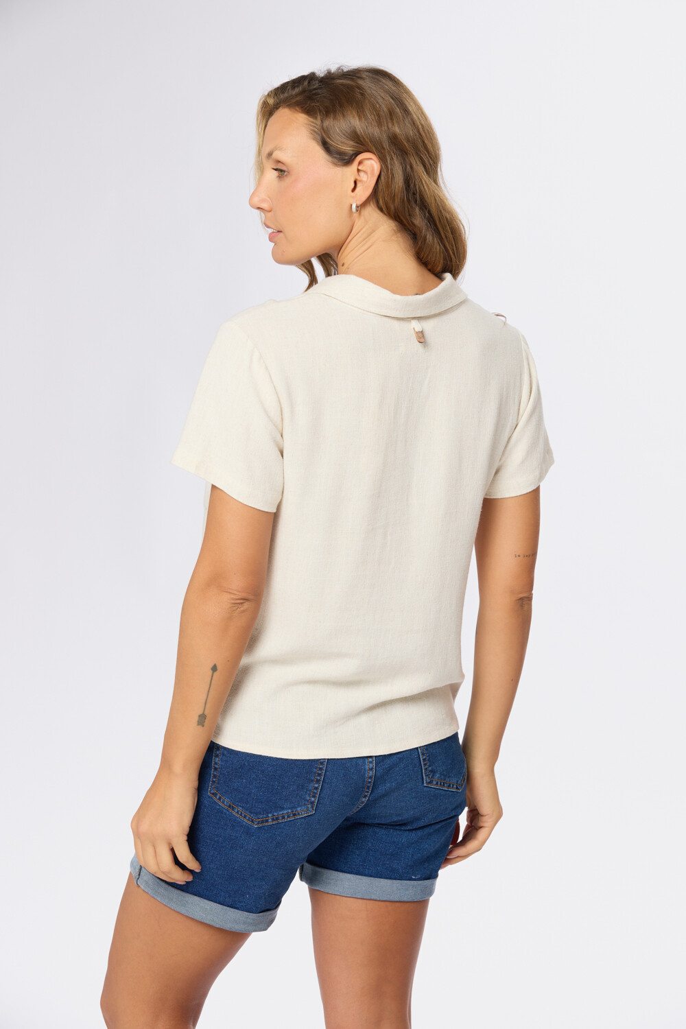 CAMISA DE LINO LISA Beige