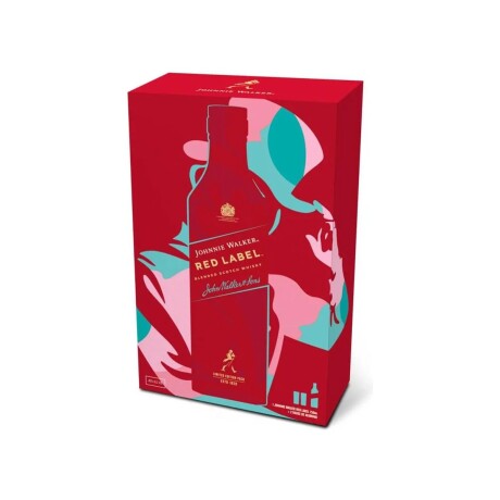 Pack Whisky Johnnie Walker Red 1LT +2 Vasos de Aluminio 001