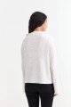 Sweater canalé con mangas oxford BLANCO