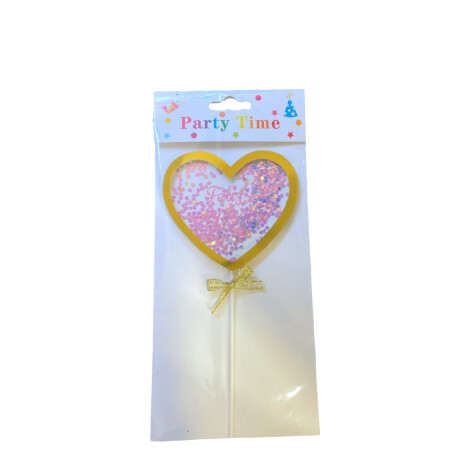 Topper Para Torta Corazon con Confetti Violeta