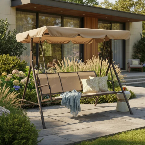 HAMACA DE JARDIN CON TECHO TAUPE N8007 HAMACA DE JARDIN CON TECHO TAUPE N8007