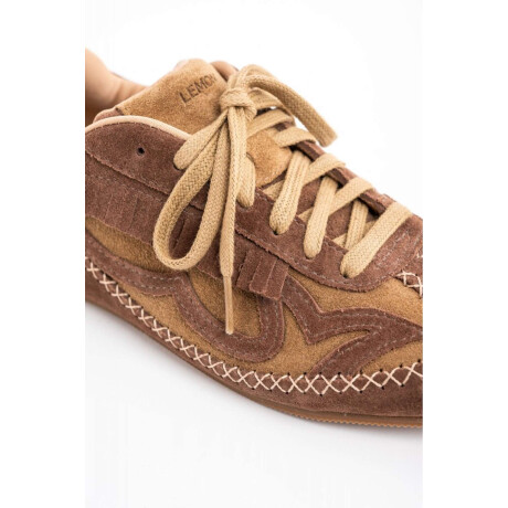 Zapatilla Gamuza Combinada C Flecos Camel