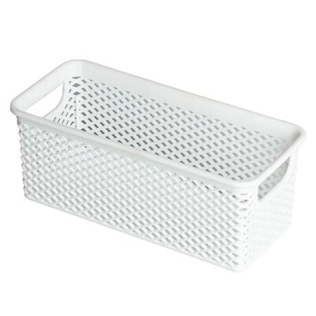 Caja Cesto Organizador en Plástico Calado Línea 20x9x8Cm Blanco