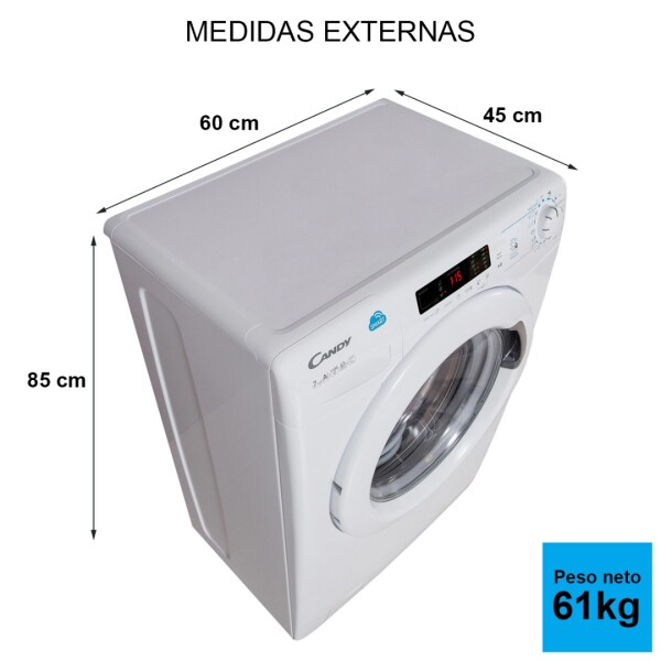 Lavarropas 7 Kg Candy Smart Super Slim Cs4 1172de/1-s LAVARROPAS CANDY 7K 1172DE/1-S BLANCO AP