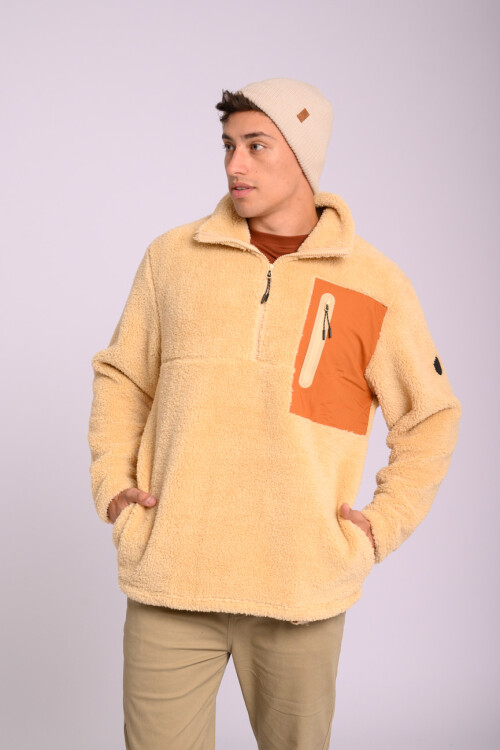 Buzo medio cierre Sherpa Beige