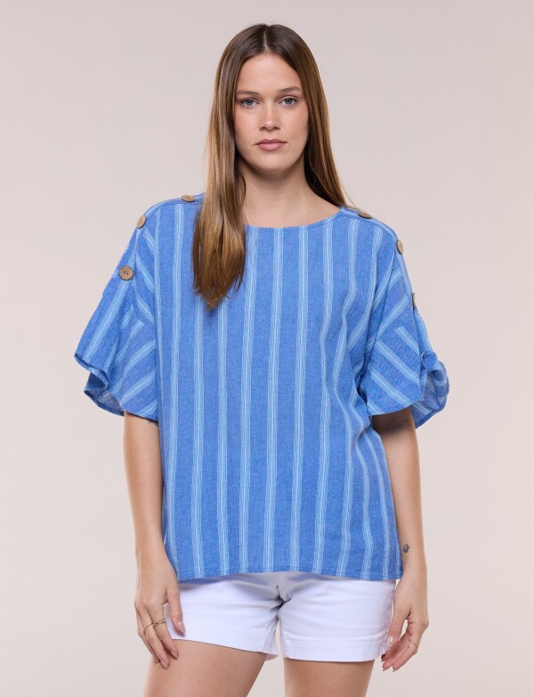 Blusa Holgada Con Botones AZUL/MULTI