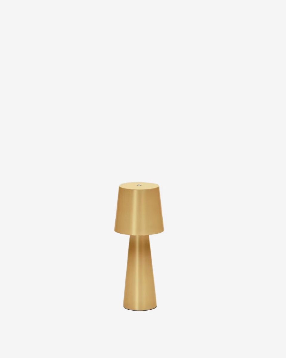 Lámpara de mesa Arenys - pequeña de metal con acabado pintado dorado 
