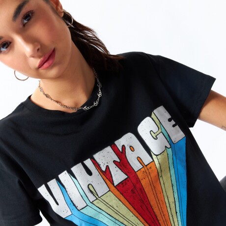 REMERA VINTAGE RAINBOW Negro