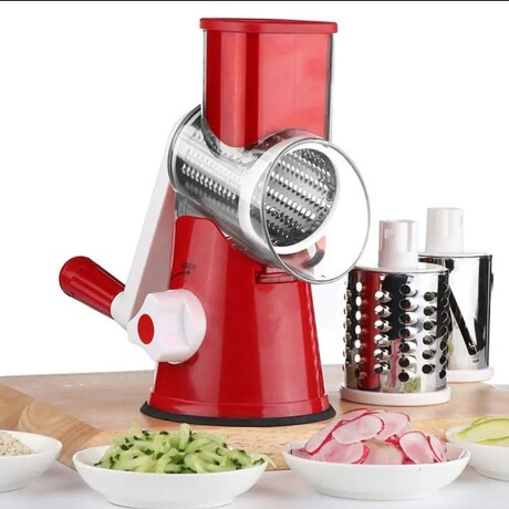 Procesadora Manual Cortador Rallador Verduras Frutas Queso Rojo
