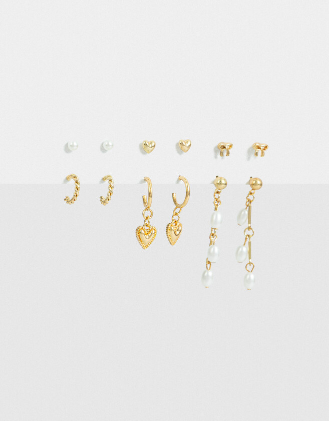 Aros Sets Con perlas Set De Aros Con Perlas - Dorado