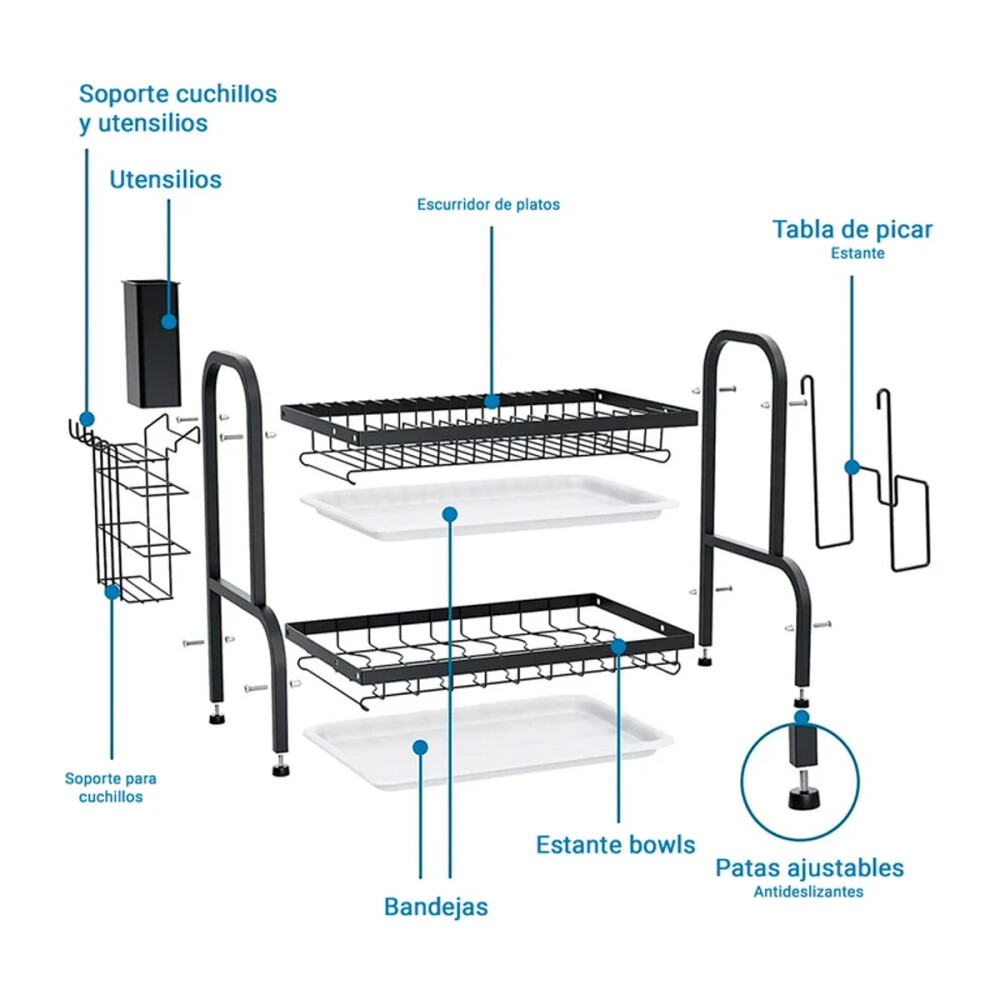 Escurridor 2 pisos 43cm seca platos organizador Escurridor 2 pisos 43cm seca platos organizador