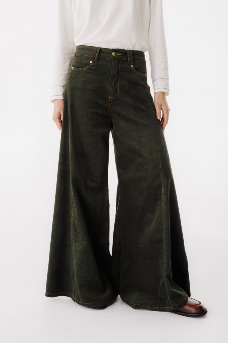 Pantalón Wide XL Corderoy Verde