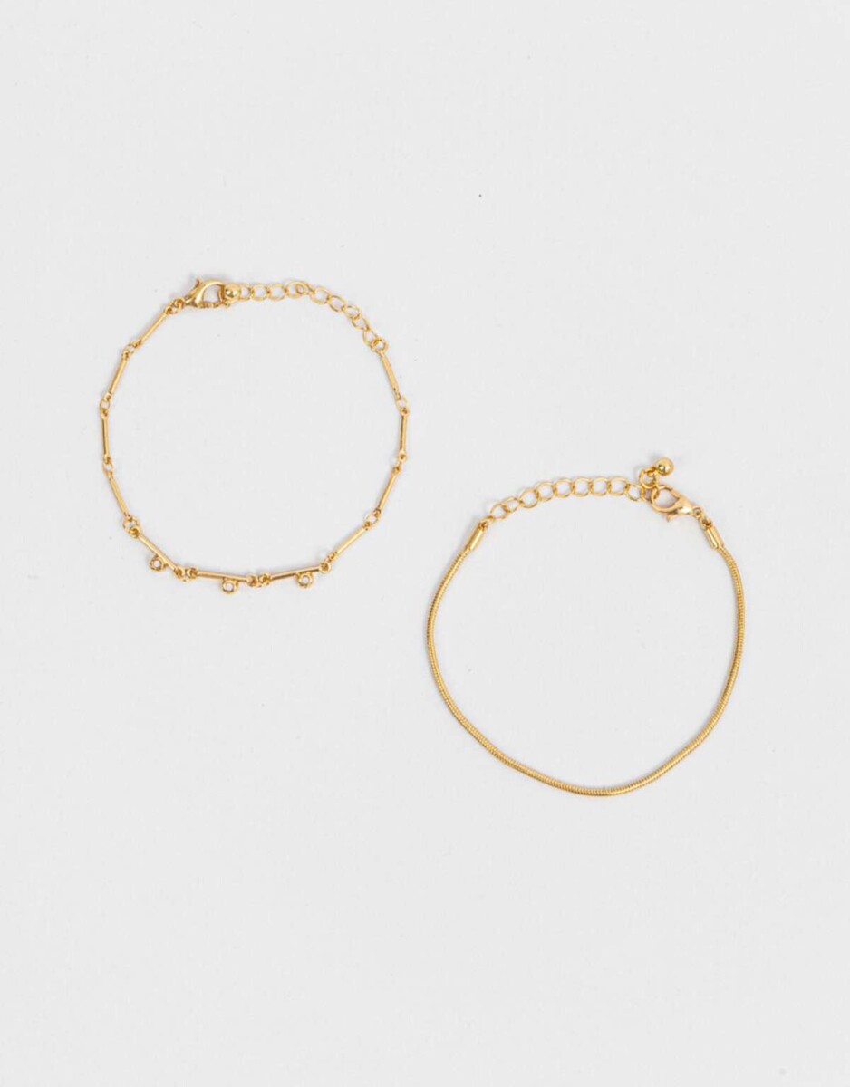 Set De Pulseras Bañadas En Oro - Dorado 