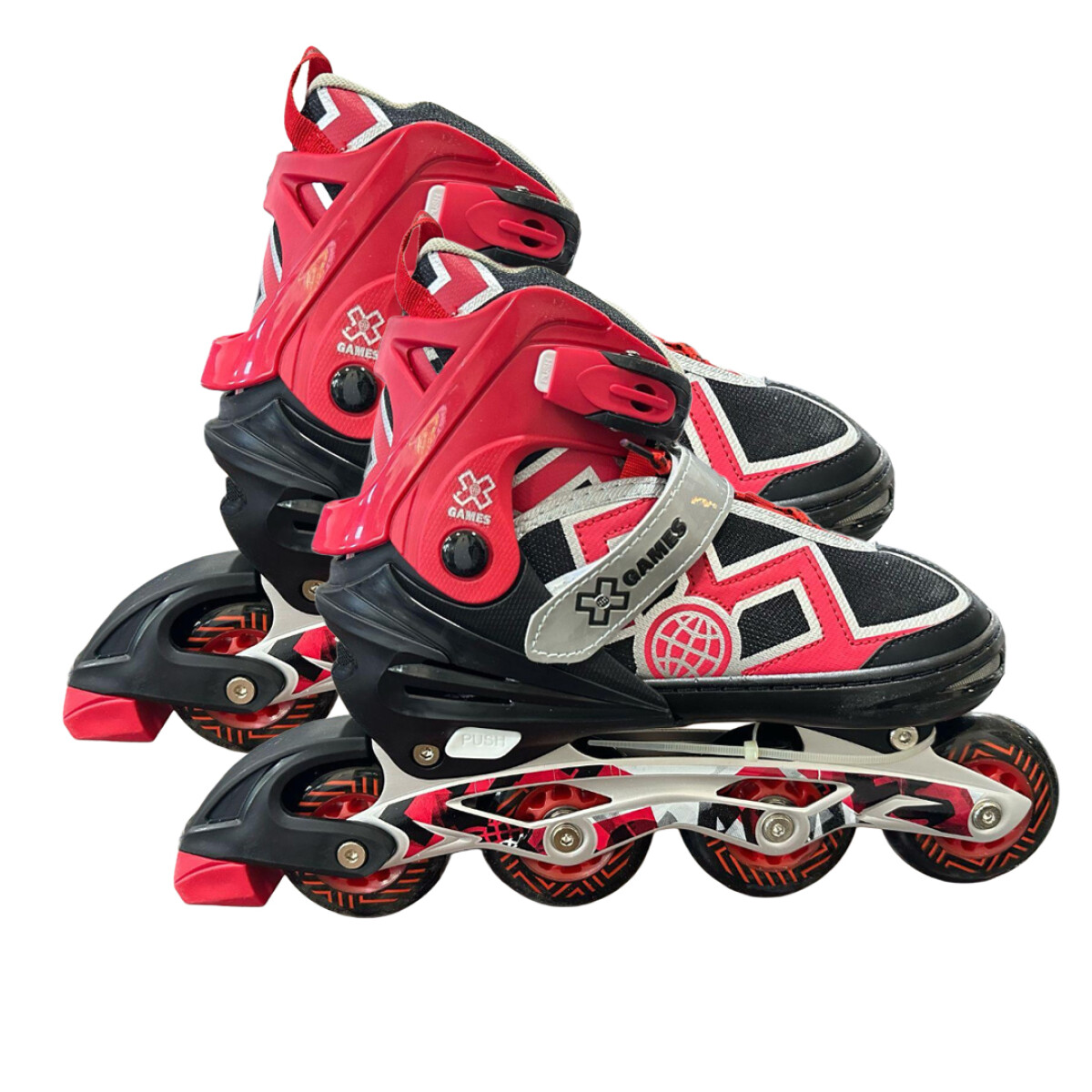 Roller Patín Pro Extensible Talle 39-42 - NEGRO-ROJO 