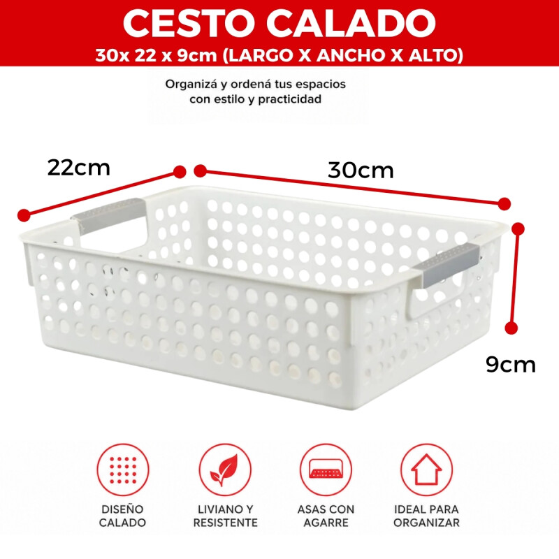 Set x3 Cesto calado M 30 x22 x9 cm BLANCO