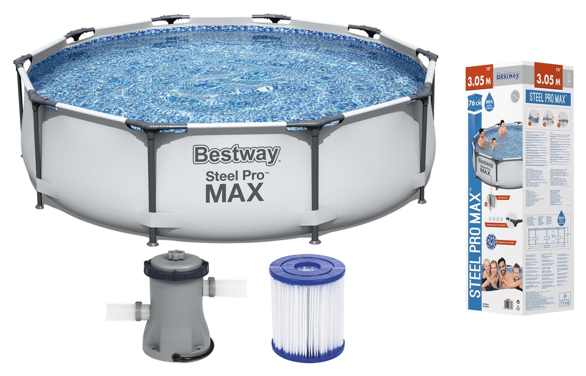 PISCINA ESTRUCTURAL 10220LTS CON BOMBA Y FILTRO GRIS 427X84CM BESTWAY 56595 