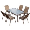 JGO MESA RECT VIDRIO P/JARDIN MARRON 7PZAS Unica
