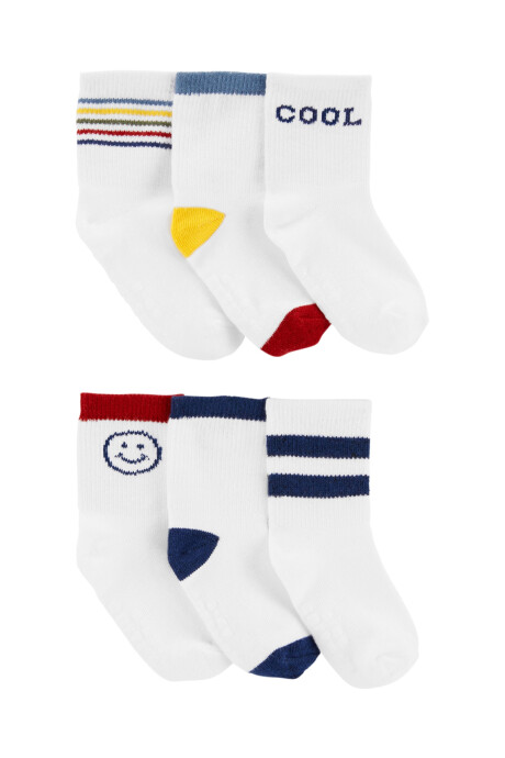 Pack seis pares de medias de algodón, antideslizantes Sin color