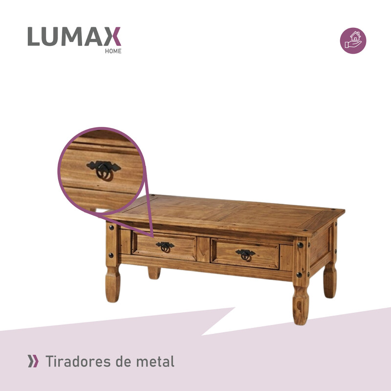 Mesa de centro Lumax de 2 cajones madera maciza Mesa de centro Lumax de 2 cajones madera maciza