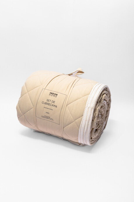 Cubrecama 2 Plazas King Microfibra Washed Beige