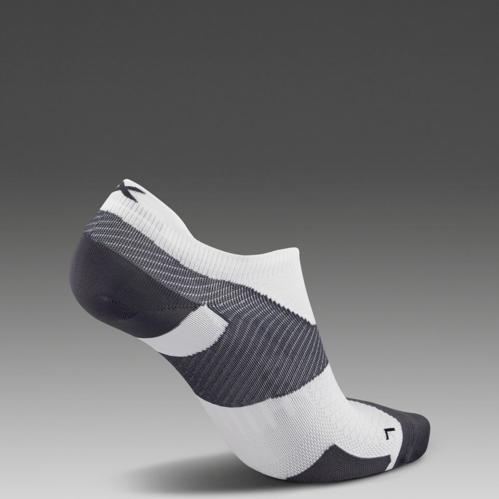 Vectr Ultralight No Show Socks - Unisex White/grey