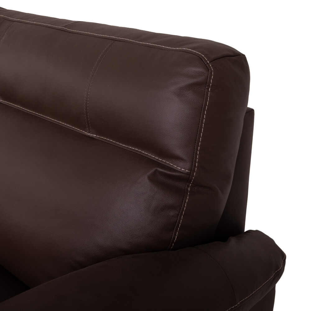 SOFÁ RECLINER 3 CUERPOS CUERO-100-NATURAL MARRON IMPERIAL CHOC.