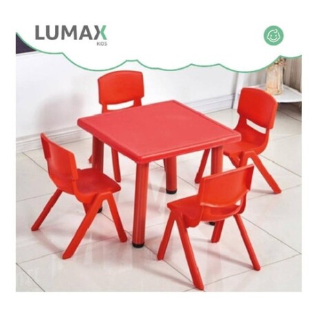 Pack Mesa Infantil Lumax Cuadrada + 4 Sillas Rojo