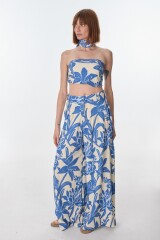 Pantalon Flor Flores Azul