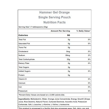 Gel Energizante - Caja x 24 Hammer Naranja