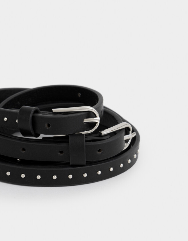 Cinturones y Fajas Cinturón Doble Tachas - Negro