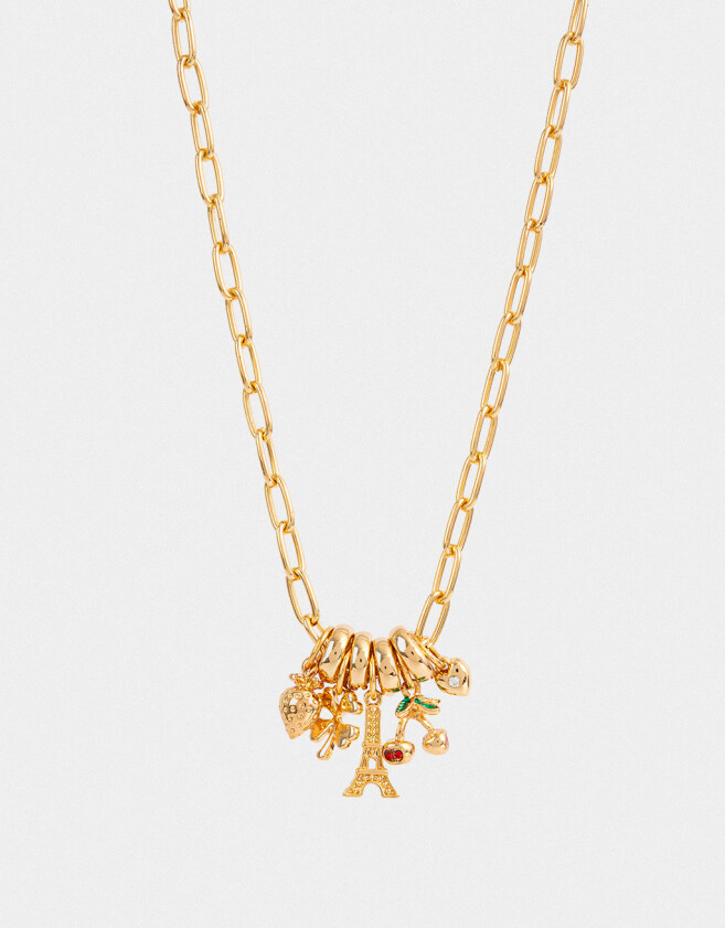 Collares Cortos Bañada en Oro Collar Corto Multidijes Bañado En Oro - Dorado