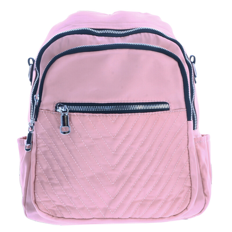 Mochila Miss Carol CARL de tela con capitoneado Rosado