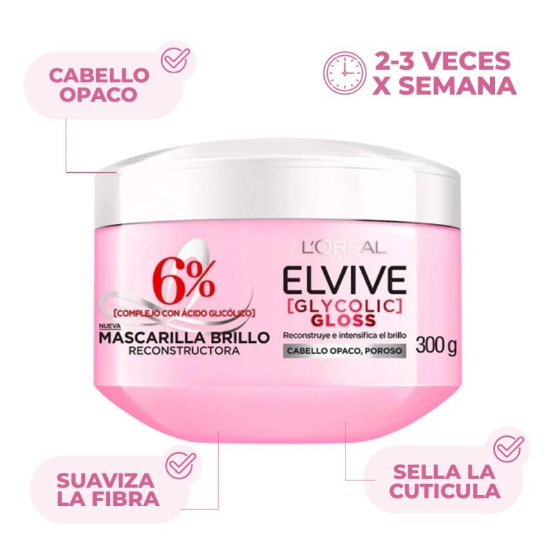 Crema De Tratamiento Elvive Glycolic Gloss 300 G Crema De Tratamiento Elvive Glycolic Gloss 300 G