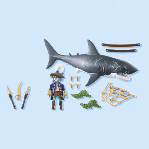 Pirata y Tiburón Blanco Gigante Playmobil 21 Piezas U