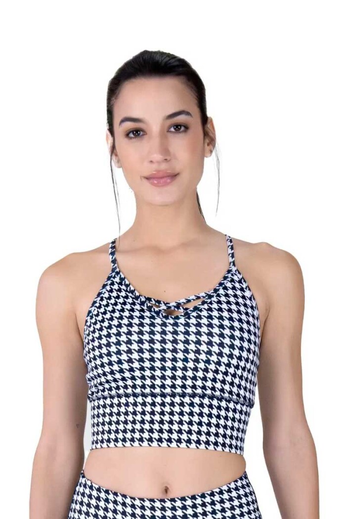 TOP MUJER EVERLAST HOUNDSTOOTH Negro