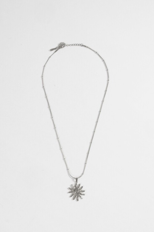 Collar acero espiral plateado