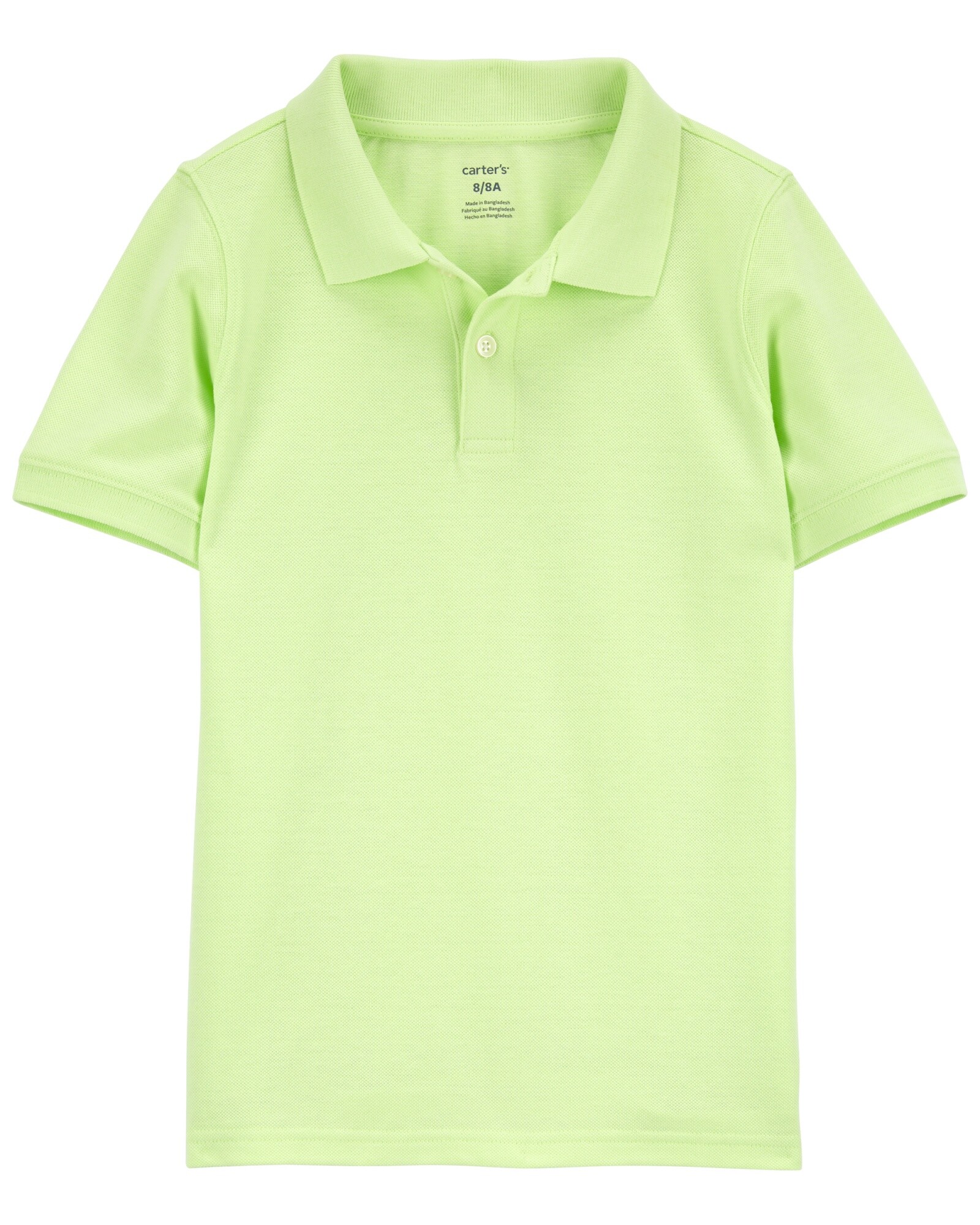 Remera polo de algodón, manga corta, verde lima Sin color
