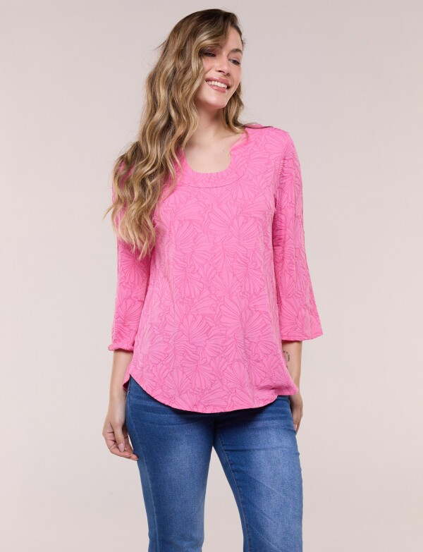 Blusa Texturada Con Relieve Floral ROSA