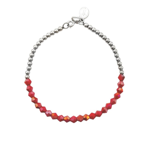 Pulsera Tobi-Plata 925-Cristal rojo-PU3005 sinpiedra