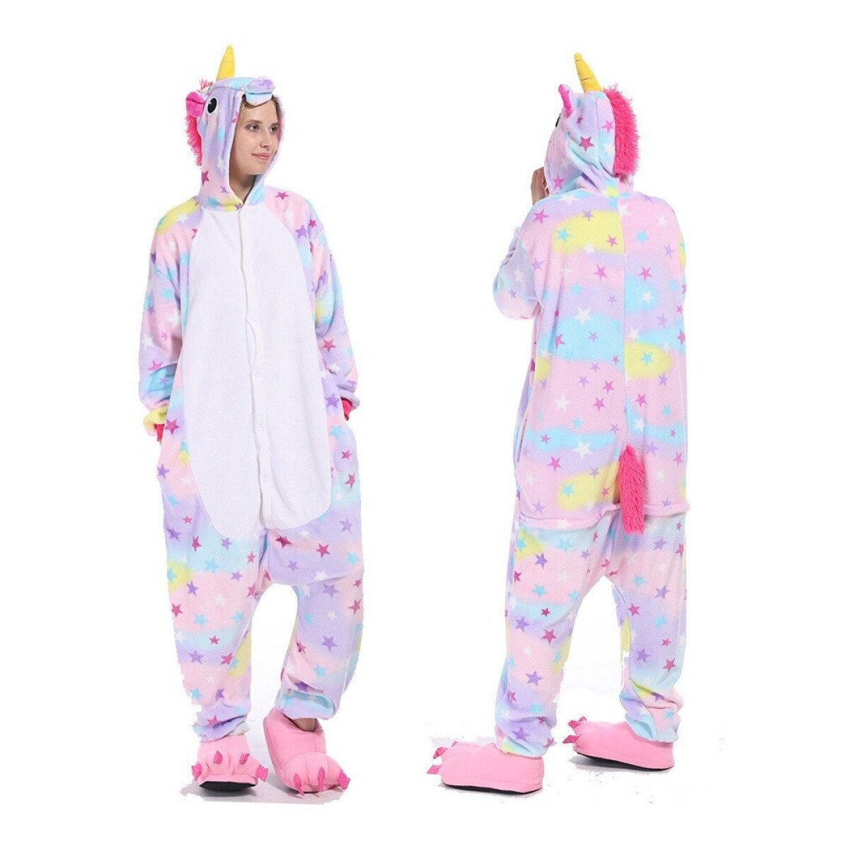 Pijama Entero de Plush Abrigado para Adultos Diseño Unicornio - Multicolor 
