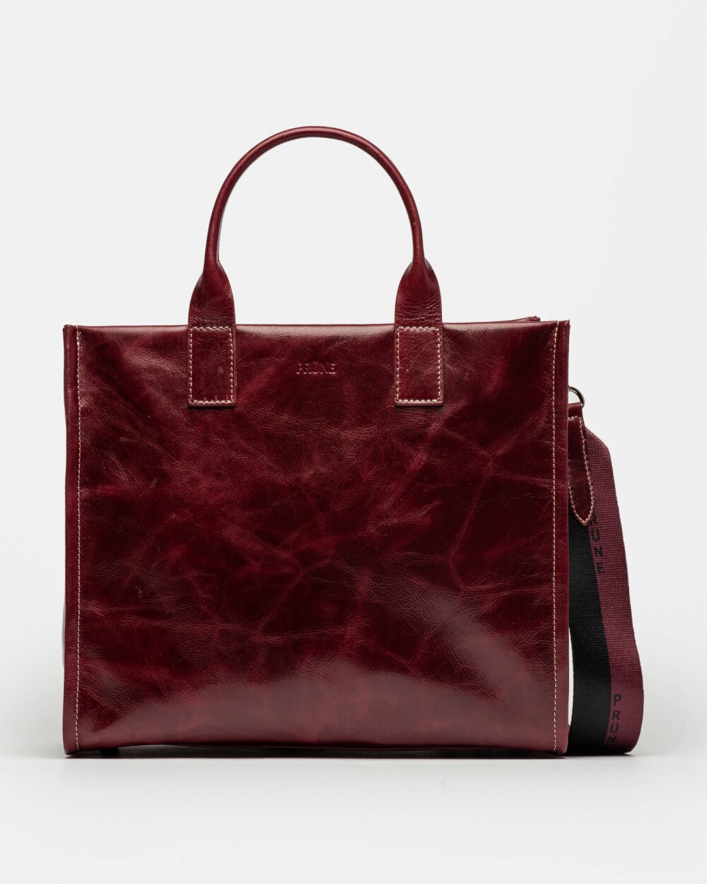 Cartera de Mano Capri En Cuero Liso Bordeaux