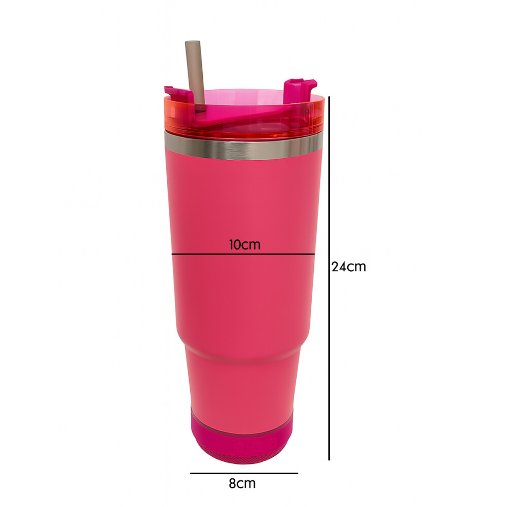 Vaso Termico de 600ml Con Parlante Fucsia