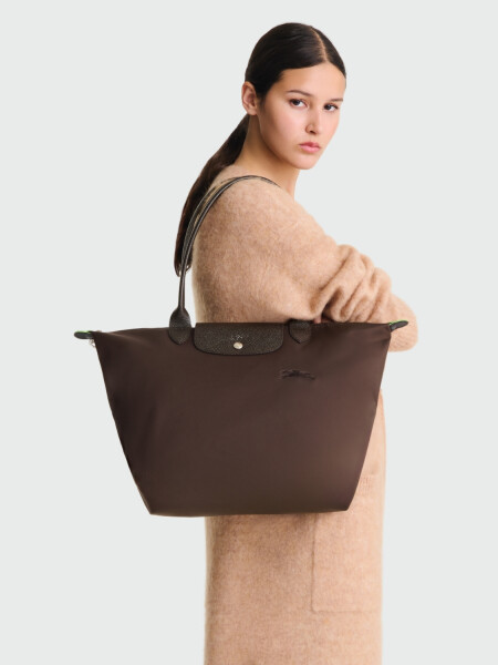 Le Pliage Green L Tote Bag Negro Estampado