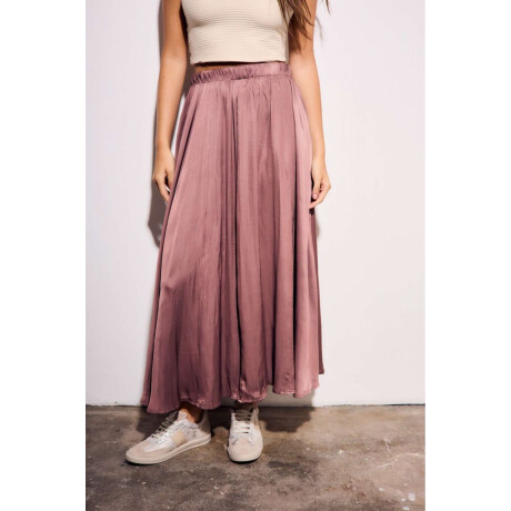 Falda Saten Pliegues Rosa