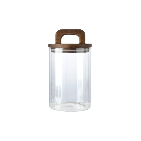 RECIPIENTE BORO 800ML TAPA MADERA ACACIA D10XH17.3CM RECIPIENTE BORO 800ML TAPA MADERA ACACIA D10XH17.3CM