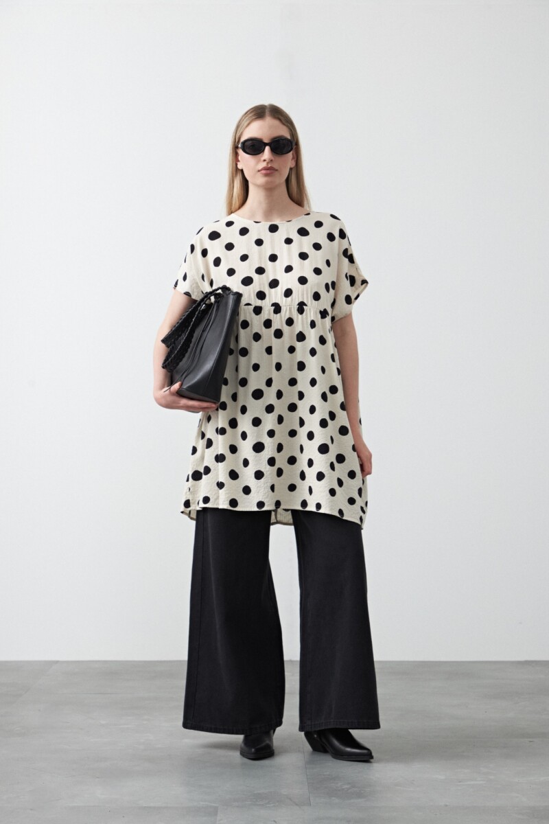 VESTIDO CASTAÑA Negro/Crudo