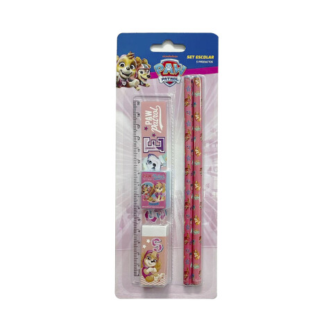 Set x 5 Útiles Escolares Paw Patrol ROSA