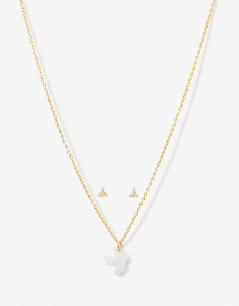 Bijouterie Set Exclusive Edition Set Aros Pasantes Y Cadena Plata 925 - Dorado