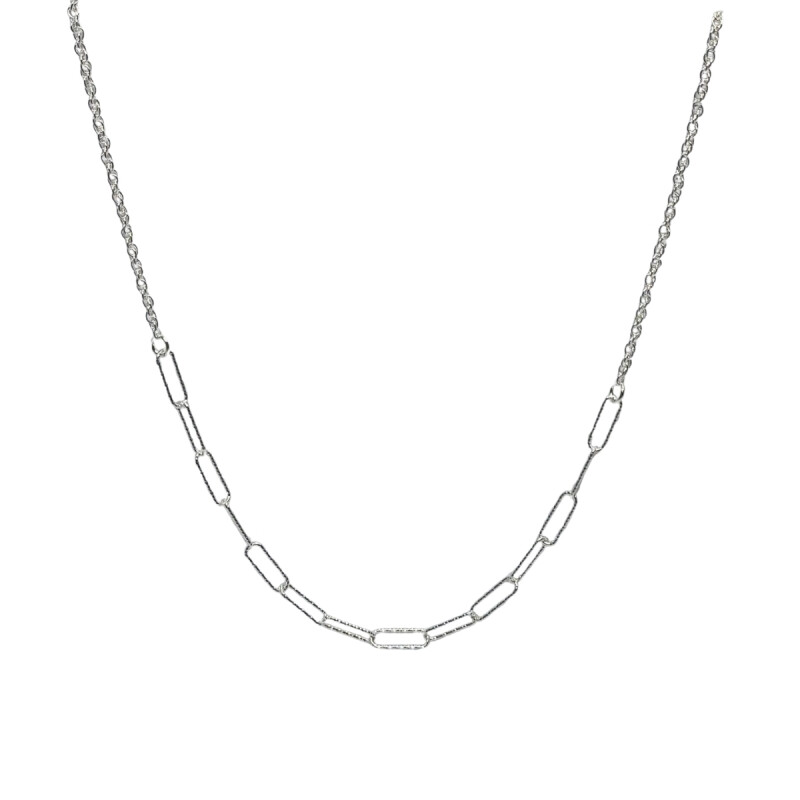 CADENA PLATA TIPO FORCE LARGO Y ROMBO DOBLE , LARGO 45CM L8dg-609-x3