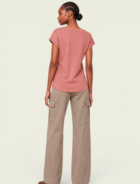 BLUSA DE MANGA CORTA ROSADO